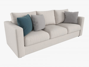 Modern Sofa 3-Seat With Pillows 01 3D Model