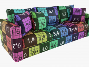 Modern Sofa 3-Seat With Pillows 01 3D Модель