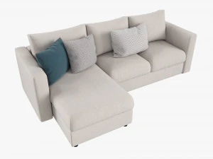 Canap&eacute; moderne avec chaise longue Modèle 3D