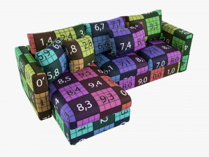 Modern Sofa With Chaise Longue Modello 3D