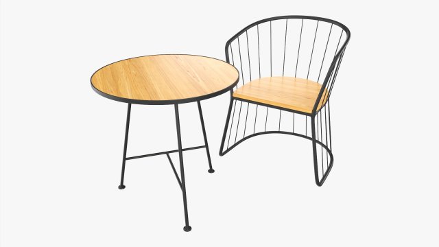 Outdoor Coffee Table With Two Chairs Modello 3D .c4d .max .obj .3ds .fbx .stl .blend 