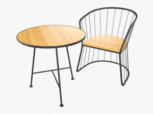Outdoor Coffee Table With Two Chairs 3D Model