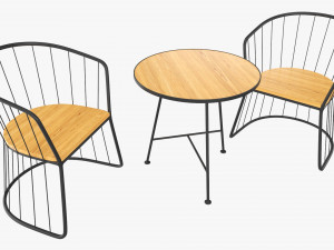 Outdoor Coffee Table With Two Chairs Modello 3D