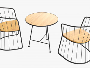 Outdoor Coffee Table With Two Chairs Modello 3D