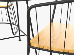 Outdoor Coffee Table With Two Chairs 3D Model