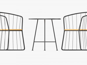 Outdoor Coffee Table With Two Chairs Modello 3D