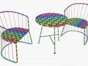Outdoor Coffee Table With Two Chairs 3D Model