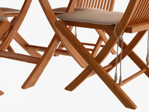 Outdoor Wooden Table With 4 Chairs 3D 모델