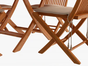 Outdoor Wooden Table With 4 Chairs 3D Model