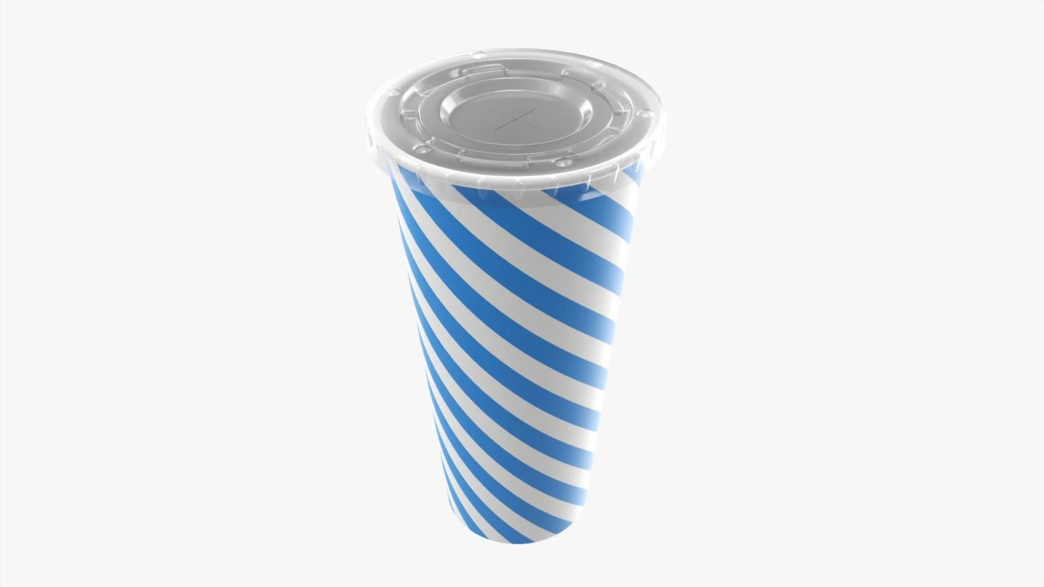 Paper Cold Cup 22 Oz With Translucent Flat Lid 3D Model .c4d .max .obj .3ds .fbx .stl .blend