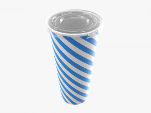 Paper Cold Cup 22 Oz With Translucent Flat Lid 3D Model
