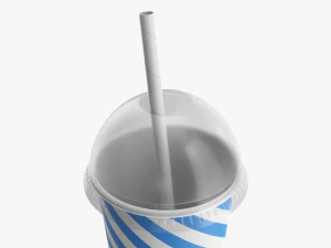 Paper Cold Cup 22 Oz With Translucent Solo Dome Lid 01 3D Model
