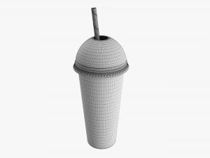 Paper Cold Cup 22 Oz With Translucent Solo Dome Lid 01 3D Model