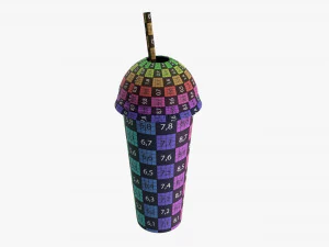 Paper Cold Cup 22 Oz With Translucent Solo Dome Lid 01 3D Model