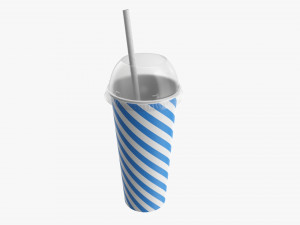 Paper Cold Cup 22 Oz With Translucent Solo Dome Lid 02 Modelo 3D