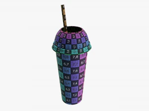 Paper Cold Cup 22 Oz With Translucent Solo Dome Lid 02 3D Model
