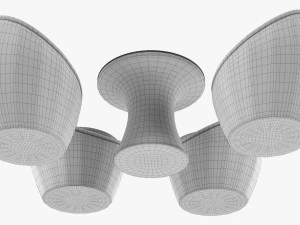 Rattan Four Chair And Table Set 02 3D Model