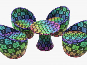 Rattan Four Chair And Table Set 03 Modelo 3D
