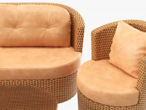 Rattan Furniture Set 01 3D Model