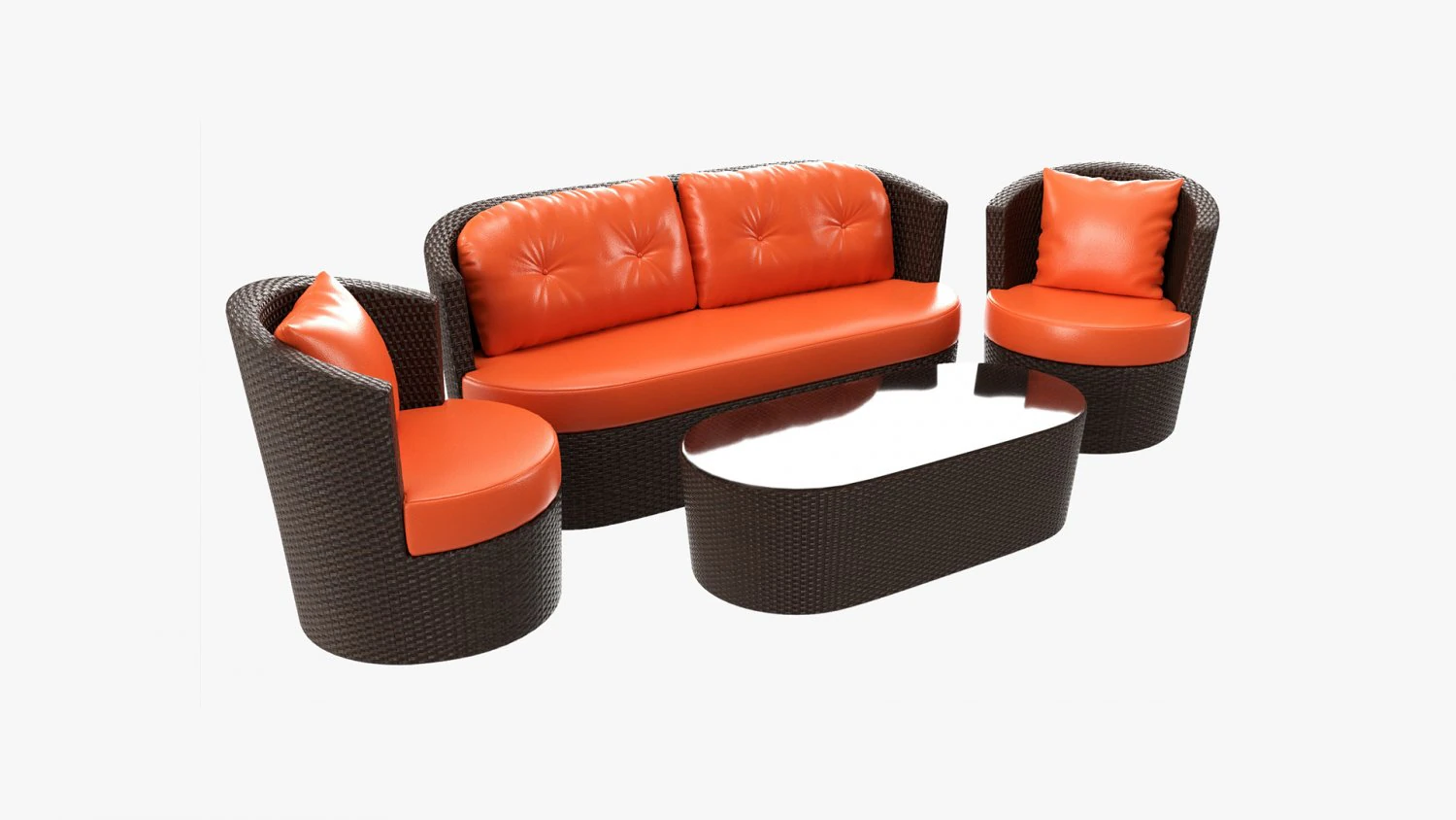 Rattan Furniture Set 02 3D Model .c4d .max .obj .3ds .fbx .stl .blend 
