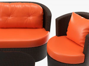 Rattan Furniture Set 02 3D Model