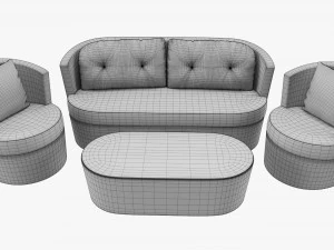 Rattan Furniture Set 02 3D Model