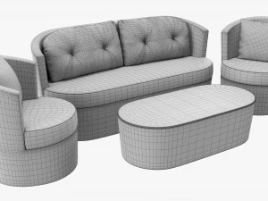 Rattan Furniture Set 02 3D Model