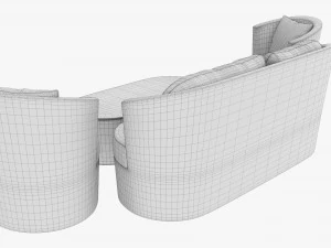 Rattan Furniture Set 02 3D Model