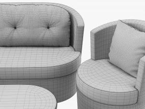 Rattan Furniture Set 02 3D Model