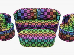 Rattan Furniture Set 02 3D Model