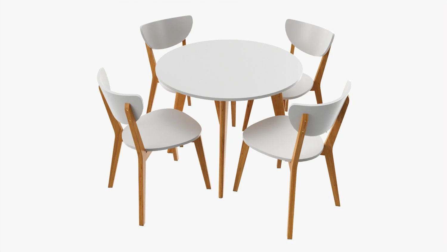 Round Dining Table With Chairs 02 3D Model .c4d .max .obj .3ds .fbx .stl .blend 