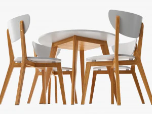 Round Dining Table With Chairs 02 3D Model