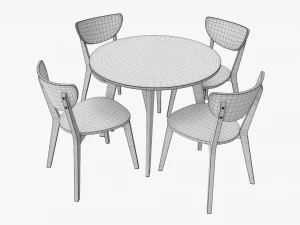 Round Dining Table With Chairs 02 3D Model