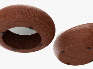 Round Wicker Table With Round Chair Set 3D Model