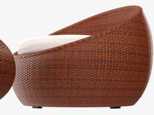 Round Wicker Table With Round Chair Set Modèle 3D