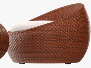 Round Wicker Table With Round Chair Set 3D Model