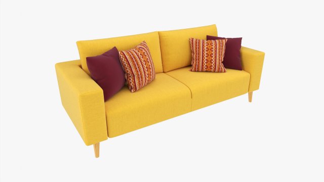 Scandinavian Sofa With Pillows 3D Model .c4d .max .obj .3ds .fbx .stl .blend