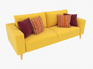 Scandinavian Sofa With Pillows 3D Model