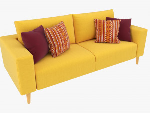 Scandinavian Sofa With Pillows 3D Model