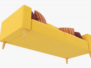 Scandinavian Sofa With Pillows 3D Model