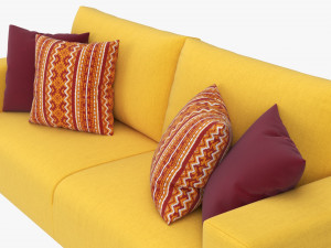 Scandinavian Sofa With Pillows 3D Model