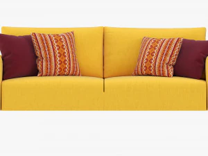 Scandinavian Sofa With Pillows 3D Model