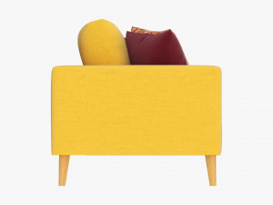 Scandinavian Sofa With Pillows 3D Model