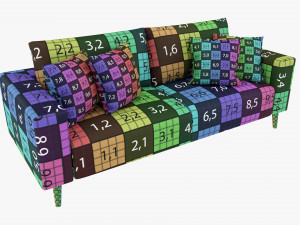 Scandinavian Sofa With Pillows 3D Model