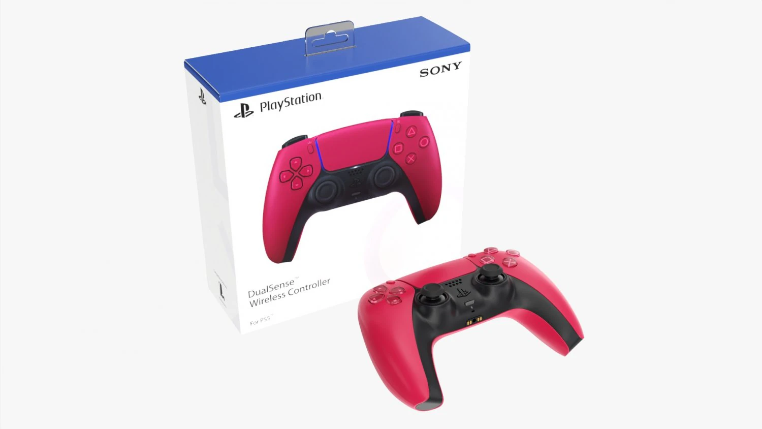 Sony Playstation 5 Dualsense Controller Cosmic Red With Box 3D Model .c4d .max .obj .3ds .fbx .stl .blend 