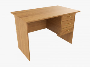 Student Desk With Drawers 3D Model