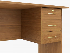 Student Desk With Drawers 3D Model