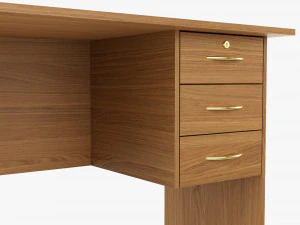 Student Desk With Drawers 3D Model