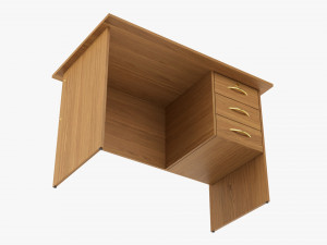 Student Desk With Drawers 3D Model