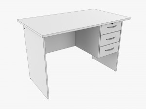 Student Desk With Drawers 3D Model
